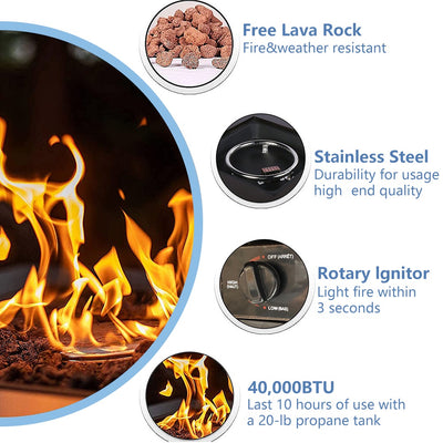 Square Propane Fire Pit for Outside Garden Backyard Deck Patio, Bronze, LLL4008