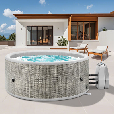 65" Inflatable Hot Tub, Segmart 3 to 5 Person Outdoor Hot Tub, Round Portable Home Spa with 100 Soothing AirJets, Lockable Cover, and Storage Bag, Max. 104°F