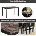 Kitchen Dining Table Set, Metal Kitchen Table Sets with 4 Chairs, Faux Marble Rectangular Breakfast Table w/Metal Legs & Black Finish Frame, Dining Table Sets for an Apartment Breakfast, SS1288