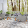 4 Pieces Outdoor Wicker Conversation Set, All-Weather Rattan Patio Furniture Sets with Arm Chairs, Tempered Glass Tabletop and Cushions, Sectional Sofa Set for Backyard, Garden, Poolside