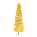 6.5Ft Pre-lit Christmas Tree with 250 LED Light & 719 Tips, Segmart Pencil Halloween Christmas Trees w/Solid Metal Legs, Holiday Decorations for Indoor Outdoor, White, SS1487