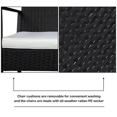 Outdoor Patio Furniture Sets Clearance, 3 Piece Outdoor Chairs with Cushions, Modern Patio Bistro Rattan Chair Conversation Sets with Coffee Table for Backyard Garden Pool Deck, L