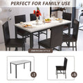 7 Piece Kitchen Dining Table & Chair Set, Dining Room Table Set with Faux Marble Tabletop PU Leather Chairs, Rectangle Dining Table Set for 6, Dinette Set for Kitchen Dining Room Small Space