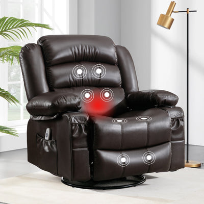 Massage Rocker Recliner Chair with Vibration Massage and Heat, SEGMART Electric Power Recliner Lounge Chair Sofa for Living Room with Side Pocket and Cup Holders, Brown