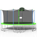 SEGMART Trampoline for Kids, New Upgraded 16 Feet Outdoor Trampoline with Safety Enclosure Net, Basketball Hoop and Ladder, Heavy-Duty Green Round Trampoline for Outdoor Backyard, Capacity 330lbs, L