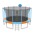 16FT Trampoline with Basketball Hoop, Green Outdoor Trampolines Recreational Kids Trampoline with Enclosure Net Outdoor for 3-5 Kids, L