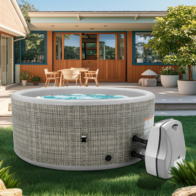 65" Inflatable Hot Tub, Segmart 3 to 5 Person Outdoor Hot Tub, Round Portable Home Spa with 100 Soothing AirJets, Lockable Cover, and Storage Bag, Max. 104°F