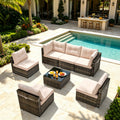 7 Piece Rattan Sectional Sofa Set, Outdoor Conversation Set, All-Weather Wicker Sectional Seating Group with Cushions & Coffee Table, Morden Furniture Couch Set for Patio Deck Garden Pool, B31