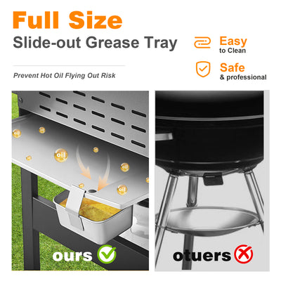 2 in 1 Propane Gas Grill and Griddle Combo, 3 Burner Griddle Grill Combo with Folding Side Tables & Hanging Basket, 36,900BTU Stainless Steel Propane Grill for Outdoor Cooking