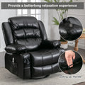 Massage Swivel Rocker Recliner Chair with Vibration Massage and Heat, Ergonomic PU Leather Sofa Lounge Chair for Living Room with Side Pocket, 2 Cup Holders USB Charge Port, black