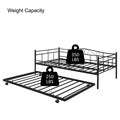 Daybed with Trundle Bed Twin Size, SEGMART Metal Trundle Bed Frame Twin Daybed Frame, Space-Saving Twin Daybed with Metal Slat Support, Daybed for Bedroom Guest Room, No Box Spring Needed, Black,H510