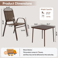 5 Piece Outdoor Dining Set, Patio Furniture Set with 4 Armrest Chairs and Steel Slat Table, All-Weather Conversation Set for Patio, Backyard, Deck, Poolside - Brown