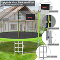 14ft Trampoline with Enclosure on Clearance, New Upgraded Kids Outdoor Trampoline with Basketball Hoop and Ladder, Heavy-Duty Round Outdoor Backyard Bounce Jumper Trampoline for Boys Girls