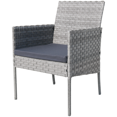 SEGMART Outdoor Patio Furniture Set, 4 Piece Modern Rattan Wicker Patio Conversation Set, Glass Top Table Cushioned Sofa Set for Yard, Pool or Backyard, Gray
