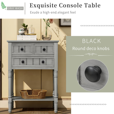 Entryway Table with Drawers and Shelf, SEGMART 23" Small Console Table Gray Sofa Table with Storage, Elegant Console Table Small Entry Table for Small Spaces Living Room Entryway Hallway Foyer, H1059