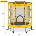 55'' Trampoline with Enclosure Net for Kids, Toddler Mini Trampoline for Outdoor Indoor, Kids Small Trampoline with No-Gap Design, Round Recreational Trampoline Birthday Gift for Boys Girls, Yellow