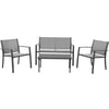 4 Piece Outdoor Patio Furniture Set, SEGMART All-Weather Modern Sofa Set with Loveseat, Glass Top Table Patio Conversation Set for Yard, Pool or Backyard, Gray