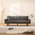 Modern Futon Sofa Bed, Linen Fabric Sleeper Sofa, Convertible Reclining Upholstered Couch Bed with 5 Wood Legs and Armrest, Foldable Couch Sofa Bed for Living Room, Office, Apartment, B1030