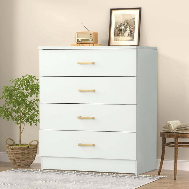 White 4-Drawer Wood Dressers for Bedroom – SEGMART White 4-Drawer Wood Dressers for Bedroom – SEGMART