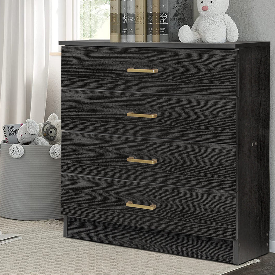 SEGMART 4 Drawers Chest of Drawers for Bedroom, 26'' x 13'' x 29'' Simple Elegant Dresser Cabinet w/Metal Handles, Durable MDF Wood Universal Chest Cabinet for Closet to Storing Clothes, Black, S7903