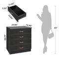 SEGMART 4 Drawers Chest of Drawers for Bedroom, 26'' x 13'' x 29'' Simple Elegant Dresser Cabinet w/Metal Handles, Durable MDF Wood Universal Chest Cabinet for Closet to Storing Clothes, Black, S7903