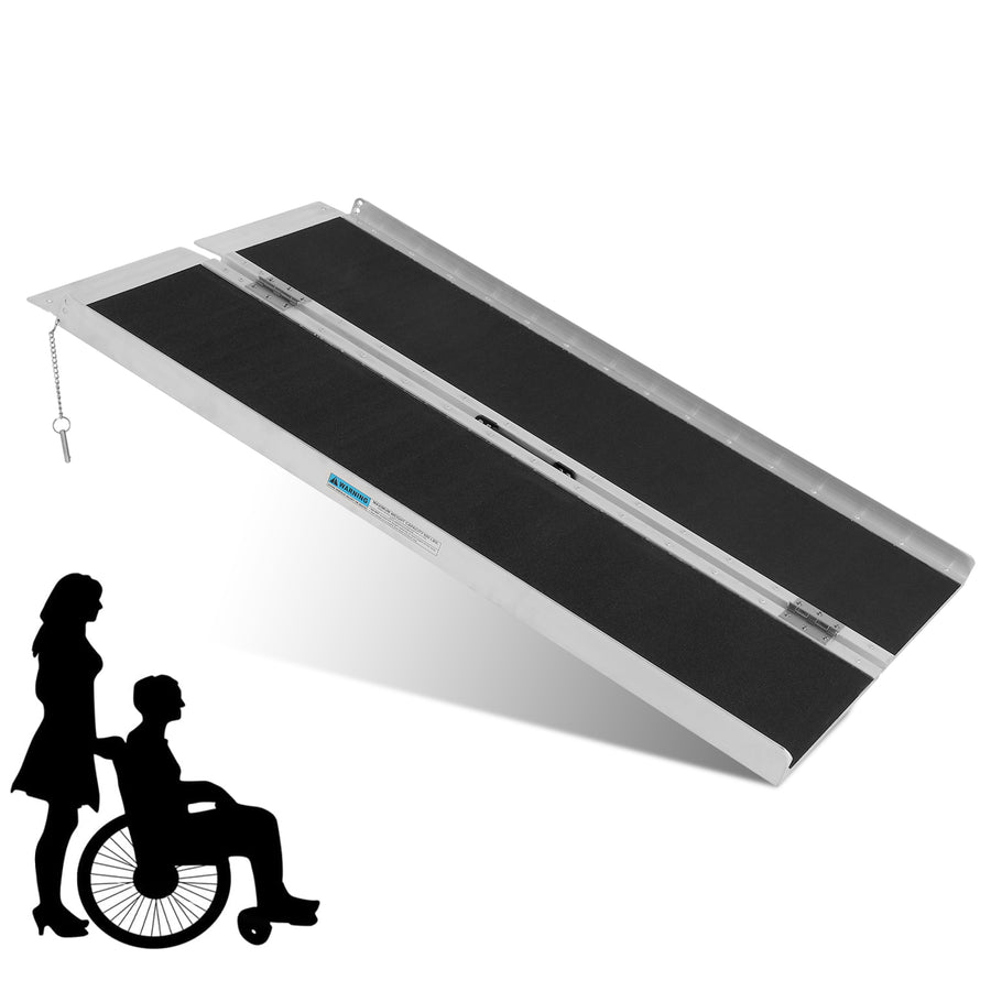 Segmart 4FT Wheelchair Ramp for Steps, Portable Non-Skid Aluminum Mobility Scooter Ramp for Home Doorways, Folding Scooter Ramp for Car, Doorways, Curbs, Stairs, 600 Lbs, Black