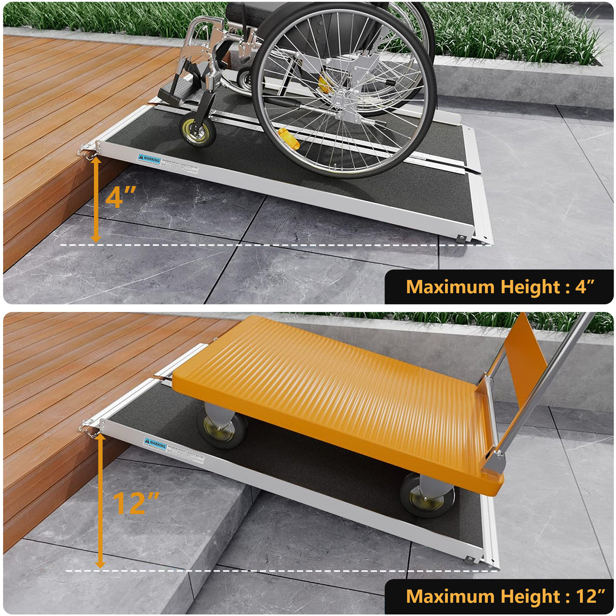 Segmart 4FT Wheelchair Ramp for Steps, Portable Non-Skid Aluminum Mobi ...