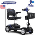 Outdoor Motorized Mobility Scooter for Senior, Heavy Duty Electric Scooters with 4 Wheel, Sliding Swivel Seat with Flip-Up Armrests, 2 in 1 Cup & Phone Holder, 300lbs, Blue, SS1939