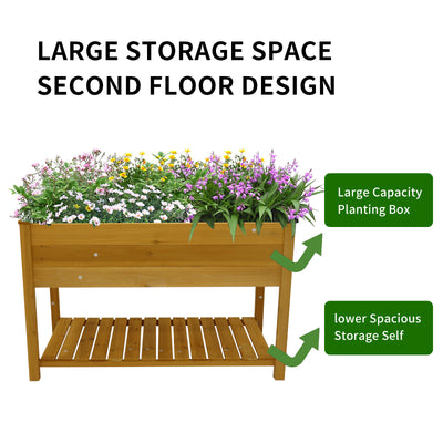 SEGMART Raised Garden Bed with Storage Shelf, Large Raised Planter Box with Legs, Elevated Garden Bed for Vegetables for Backyard, Patio, Balcony w/Bed Liner, 48.5x24.4x30in