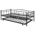 Daybed with Trundle Bed Twin Size, SEGMART Metal Trundle Bed Frame Twin Daybed Frame, Space-Saving Twin Daybed with Metal Slat Support, Daybed for Bedroom Guest Room, No Box Spring Needed, Black,H510