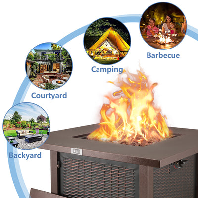 Square Propane Fire Pit for Outside Garden Backyard Deck Patio, Bronze, LLL4008