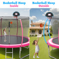 12ft Trampoline for Kids with Basketball Hoop, Outdoor Trampoline with Safety Enclosure Ladder, Back Yard Trampoline for Kids and Adults