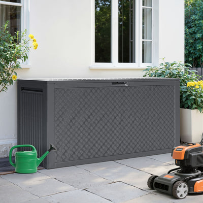 Segmart 90 Gallon Deck Box, All-Weather Outdoor Storage Box for Patio Furniture Cushions, Garden Tools & Pool Toys, Lockable Resin Storage Box, Waterproof & Tool-Free Assembly - Gray
