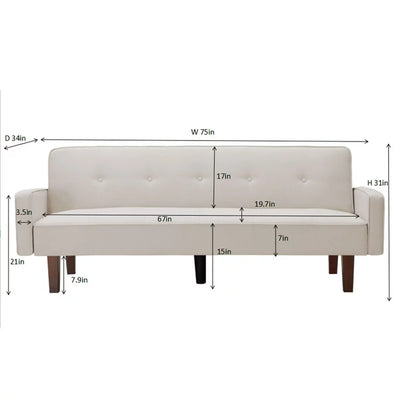 Segmart Sofa Bed with Pull Out Bed, Beige