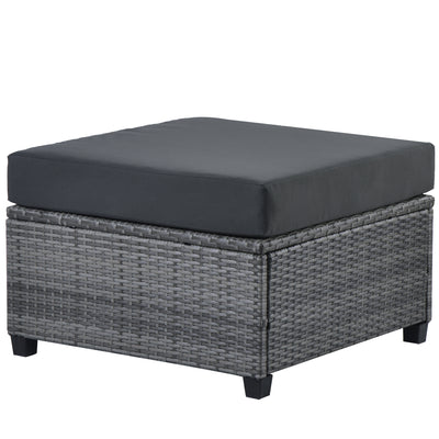 7 Piece Outdoor Deck Furniture Sets with 4 Rattan Wicker Chairs, 2 Ottoman, Coffee Table, All-Weather Patio Conversation Set with Cushions for Backyard, Porch, Garden, Poolside, L5016