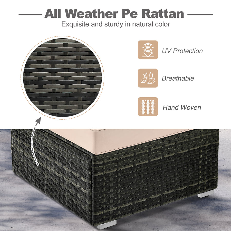 7 Piece Rattan Sectional Sofa Set, Outdoor Conversation Set, All-Weather Wicker Sectional Seating Group with Cushions & Coffee Table, Morden Furniture Couch Set for Patio Deck Garden Pool, B31