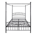 Queen Size Metal Canopy Bed Frame, Platform Bed Frame Morden Design Heavy Duty Steel Slat Support, with Headboard and Footboard, No Box Spring Required, Black