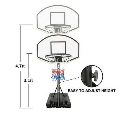 3.1ft to 4.7ft Basketball Hoop Outdoor，Swimming Pool Basketball Hoop & Goal for Youth/Teens/Adults