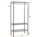 Portable Clothes Rack, Heavy Duty Hanging Garment Rack with Wheels and Side Hooks, 3 Shelves Wire Shelving Rack With Hanger Rods, Freestanding Closet Wardrobe Rack for Home Bedroom