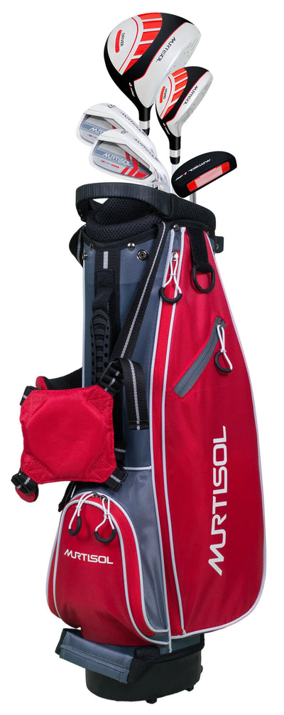 Segmart Golf Clubs Set for Kids 8-10, 5-Piece Right-Hand Junior Complete Golf Clubs with Golf Stand Bag, Golf Bag Rain Cover, for Up to 4' 2" Tall, Red