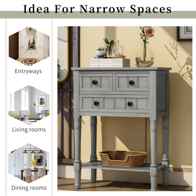 Entryway Table with Drawers and Shelf, SEGMART 23" Small Console Table Gray Sofa Table with Storage, Elegant Console Table Small Entry Table for Small Spaces Living Room Entryway Hallway Foyer, H1059