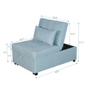 4in1 Multi-Function Folding Sofa Bed Chair, Single Folding Ottoman Sleeper Sofa Bed, Modern Sleeper Convertible Chair Adjustable Backrest, Small Couch Bed for Living Room/Small Apartment, Sky Blue