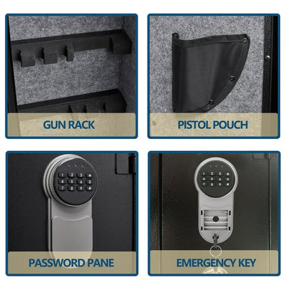 Gun Cabinet, Gun Safe with Keypad, Rifle Safe with 3 Pistol Holders, Gun Safe with Internal Light/Removable Shelf/Alarm System, Gun Safes for Rifles/Shotguns, 3.6 Cu.Ft Gun Safe Hold 2-3 Rifles, H2415