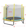 Kids Outdoor Mini Trampoline, 60" Portable Small Toddler Trampoline with Handrail, Durable and Safe Rebounder Trampoline for Kids, Outdoor Indoor Exercise Trampoline with Safety Net, Yellow, L3703