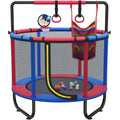 Kids Outdoor Mini Trampoline, 55" Portable Small Toddler Trampoline with Handrail, Durable and Safe Rebounder Trampoline for Kids, Outdoor Indoor Exercise Trampoline with Safety Net, Yellow, L3703