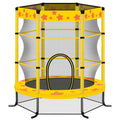 55'' Trampoline with Enclosure Net for Kids, Toddler Mini Trampoline for Outdoor Indoor, Kids Small Trampoline with No-Gap Design, Round Recreational Trampoline Birthday Gift for Boys Girls, Yellow