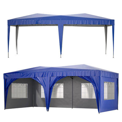 10'x20' Pop Up Outdoor Canopy with Adjustable Leg Heights, SEGMART Foldable Gazebo Tent with Carry Bag, Portable Event Instant Tent Gazebo with Removable Sidewalls for Parties Wedding Camping, Beige