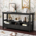57.9" 3-Tier Vintage Console Table with 3 Drawers, Buffet Sideboard Hallway Foyer Table with Storage Shelves, Narrow Long Sofa Entryway Table for Living Room, Kitchen Counter, Black