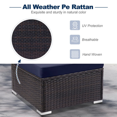 Patio Outdoor Furniture Sets, 7 Pieces All-Weather Rattan Sectional Sofa with Tea Table, Cushions & Pillow, PE Rattan Wicker Sofa Couch Conversation Set for Garden Backyard Poolside, B04