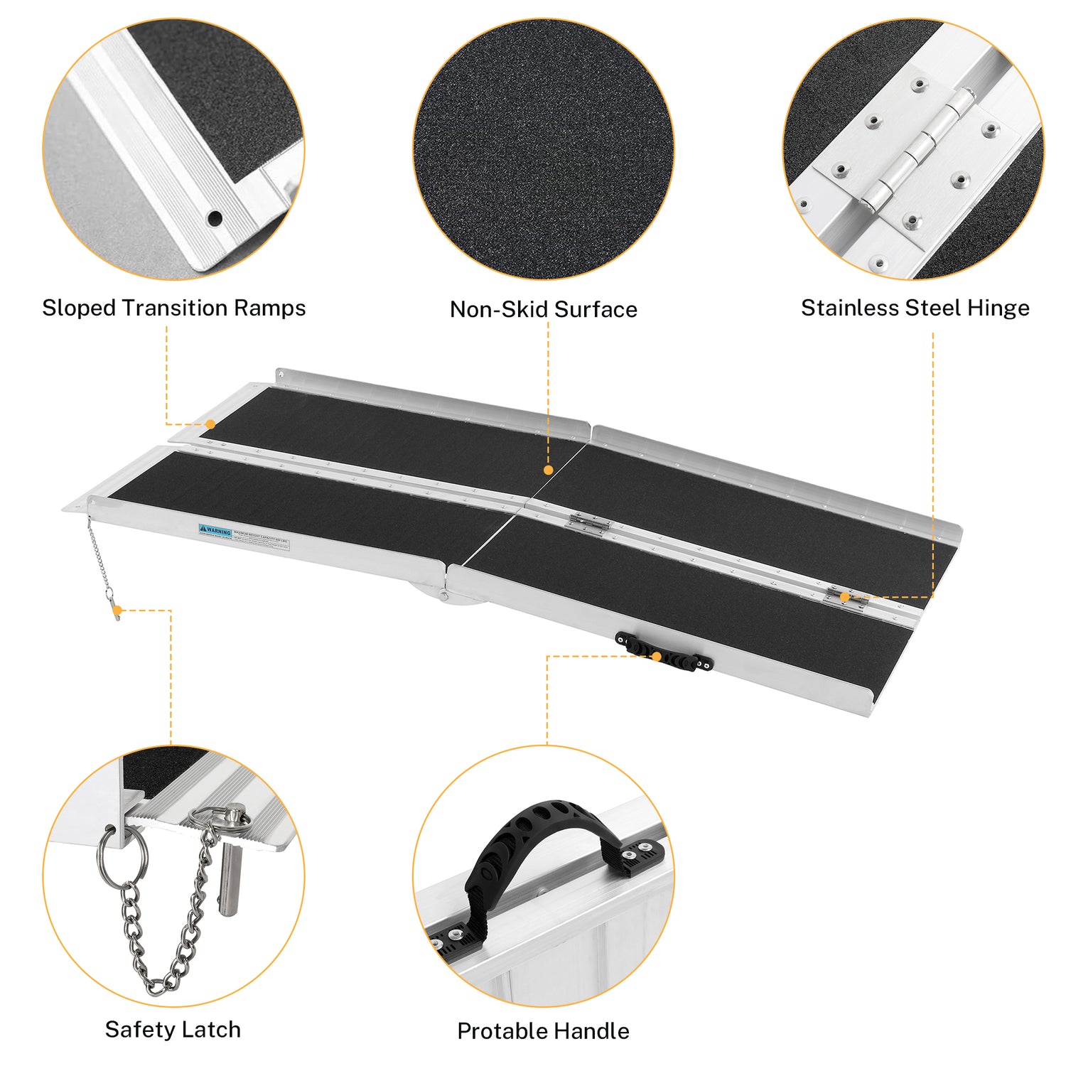 Segmart 5FT Wheelchair Ramp for Steps, Portable Non-Skid Aluminum Mobi ...